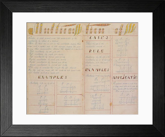 Framed Print : 19th Century Amish Math Book Framed Print : 19th Century Amish Math Book