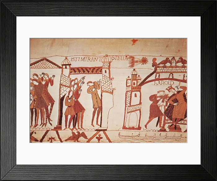 Framed Print : Bayeux Tapestry. Halley's Comet of 1066 Framed Print : Bayeux Tapestry. Halley's Comet of 1066