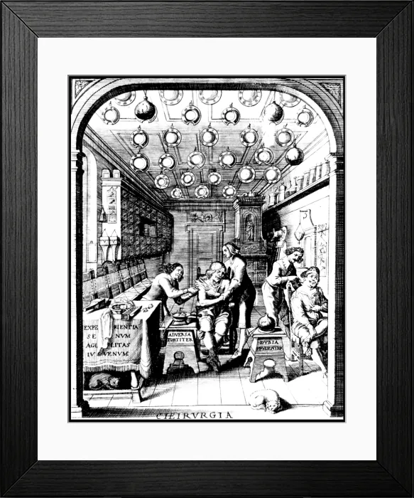 Framed Print : Barber-Surgeons Treat Patients, 17th Century Framed Print : Barber-Surgeons Treat Patients, 17th Century