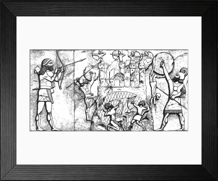 Framed Print : Assyrian Archers Attack Ekron, 712 BC Framed Print : Assyrian Archers Attack Ekron, 712 BC