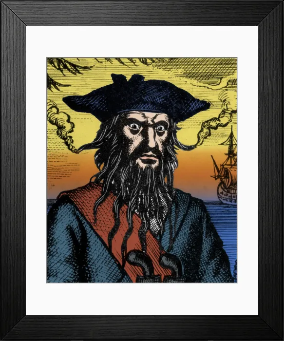 Framed Print : Edward Teach AKA Blackbeard, English Pirate Framed Print : Edward Teach AKA Blackbeard, English Pirate