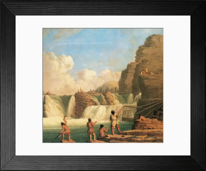 Framed Print : Native American Indians Salmon Hunt, 1848