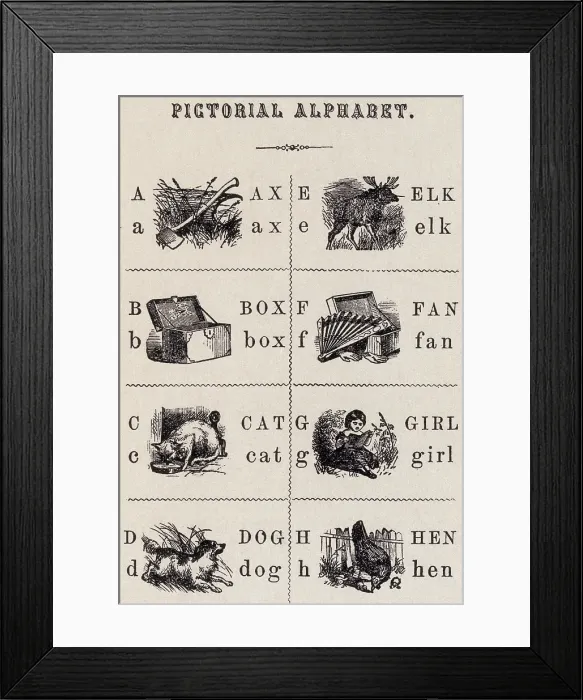 Framed Print : Page from 'The Pictorial Alphabet'