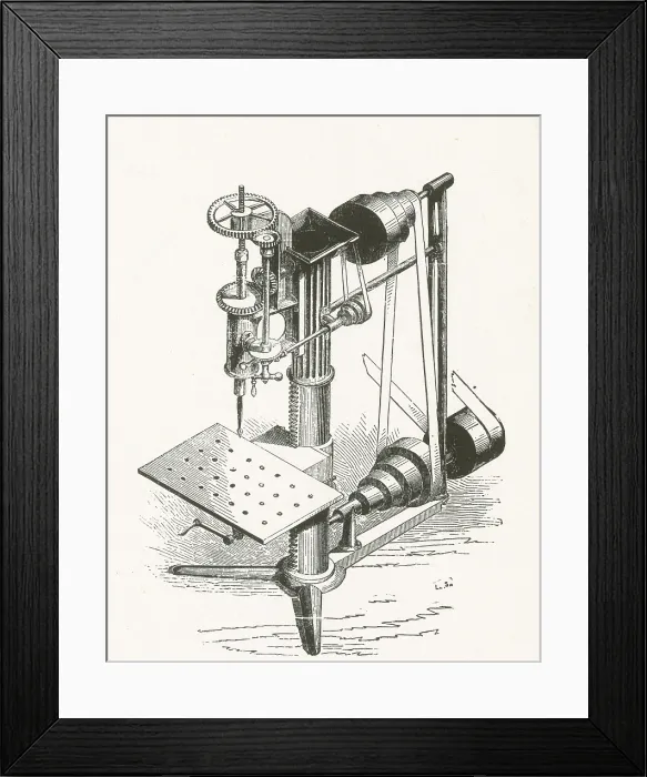 Framed Print : Drill Press, 19th Century Framed Print : Drill Press, 19th Century