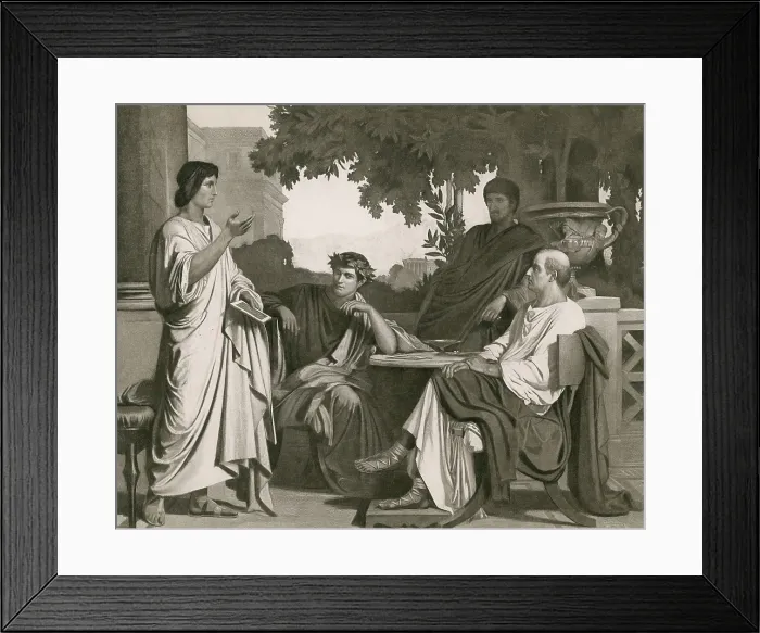 Framed Print : Maecenas with Virgil, Horace and Varius Framed Print : Maecenas with Virgil, Horace and Varius