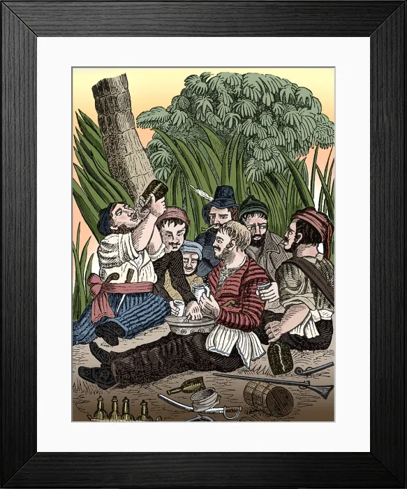 Framed Print : Bartholmew Roberts and Crew Drinking Rum, 18th Century Framed Print : Bartholmew Roberts and Crew Drinking Rum, 18th Century