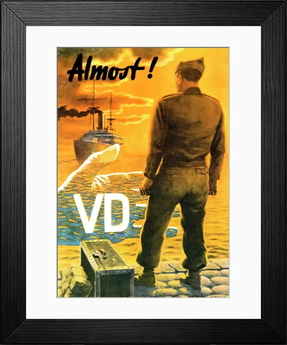 Framed Print : WWII STD Poster, Almost! VD Framed Print : WWII STD Poster, Almost! VD