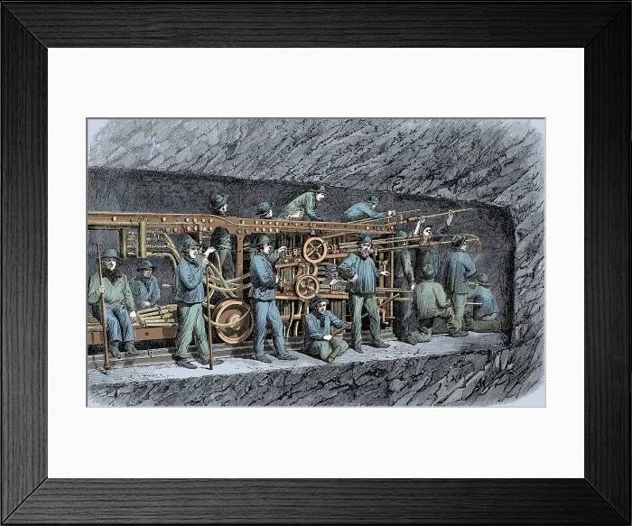 Framed Print : Mont Cenis Rail Tunnel Construction, 1860s Framed Print : Mont Cenis Rail Tunnel Construction, 1860s