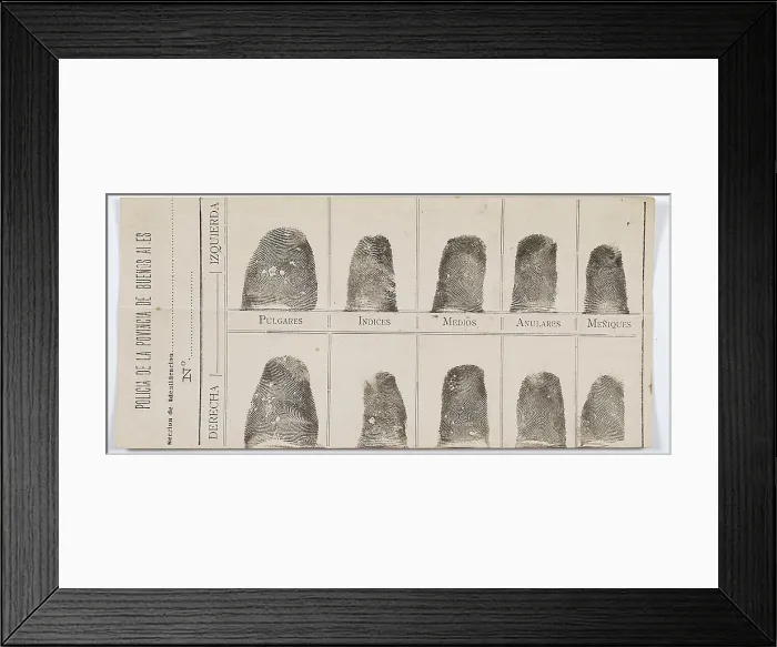 Framed Print : Fingerprint Card, 1892 Framed Print : Fingerprint Card, 1892