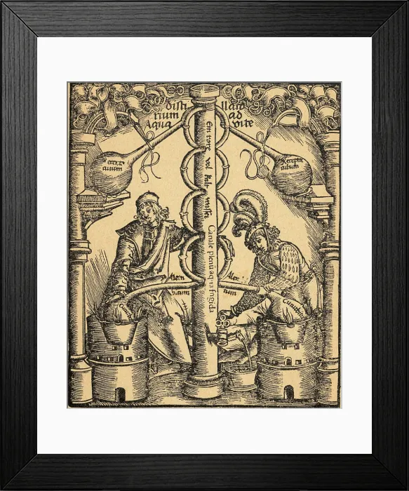 Framed Print : Alchemists, Distillation, 1526