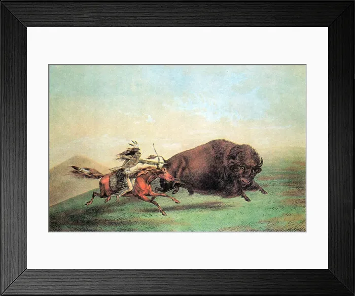 Framed Print : Native American Indian Buffalo Hunt