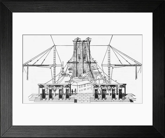 Framed Print : Brooklyn Bridge Diagram Framed Print : Brooklyn Bridge Diagram