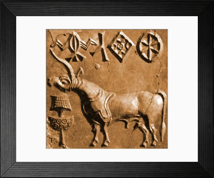 Framed Print : Indus Valley Unicorn Relief, Pakistan
