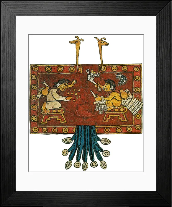 Framed Print : Oxomoo and Cipactonal, Aztec Adam and Eve, Codex Borbonicus