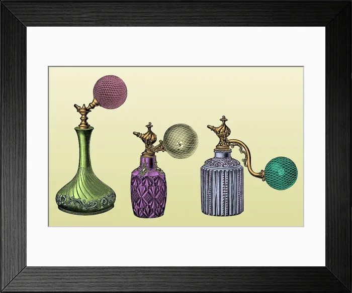 Framed Print : Perfume Atomizers, Early 20th Century Framed Print : Perfume Atomizers, Early 20th Century
