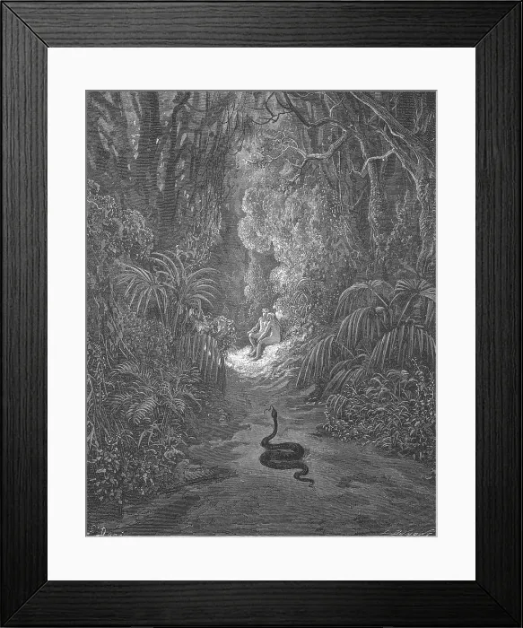 Framed Print : Adam and Eve and Snake by Dore Framed Print : Adam and Eve and Snake by Dore