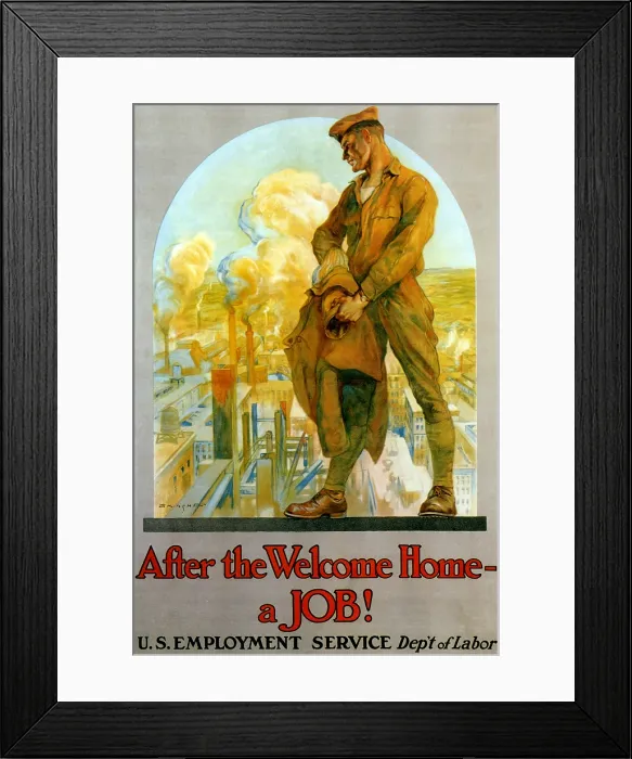 Framed Print : WWI, U.S. Employment Service Poster, 1919 Framed Print : WWI, U.S. Employment Service Poster, 1919