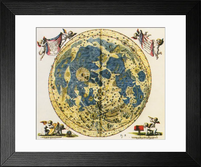 Framed Print : Hevelius Selenographica, Moon Craters, 1645