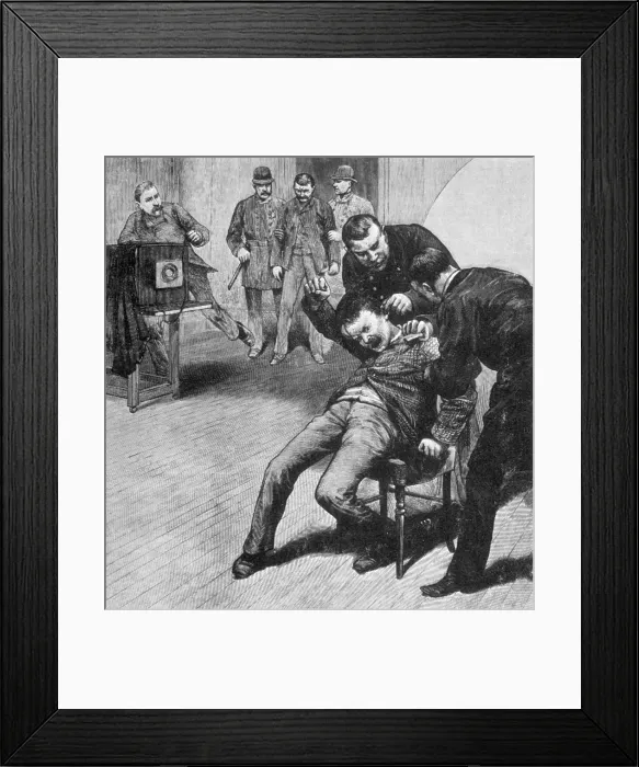 Framed Print : Anarchist Held Down For Mug Shot, Chicago, 1886