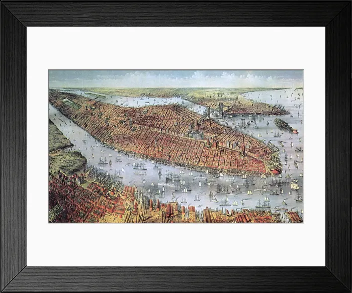 Framed Print : Manhattan and Brooklyn, 19th Century