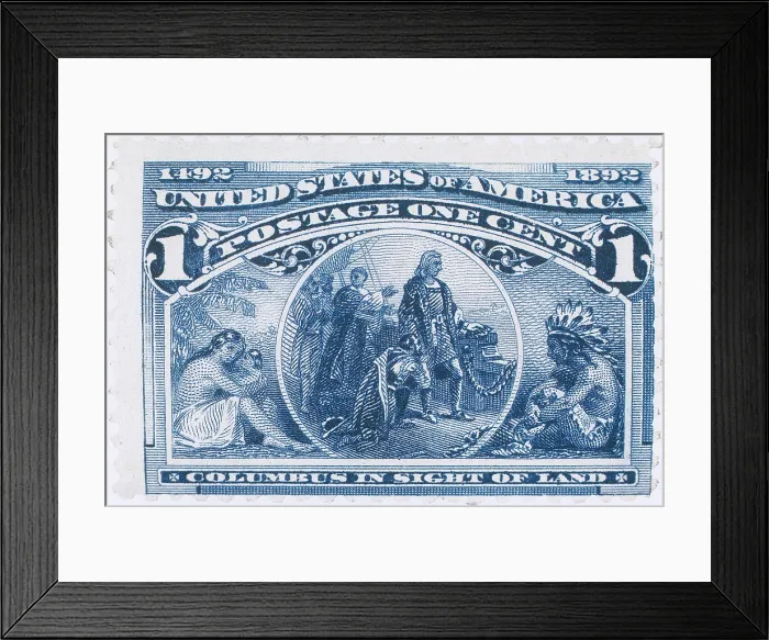 Framed Print : Columbus in Sight of Land, US Postage Stamp, 1893 Framed Print : Columbus in Sight of Land, US Postage Stamp, 1893