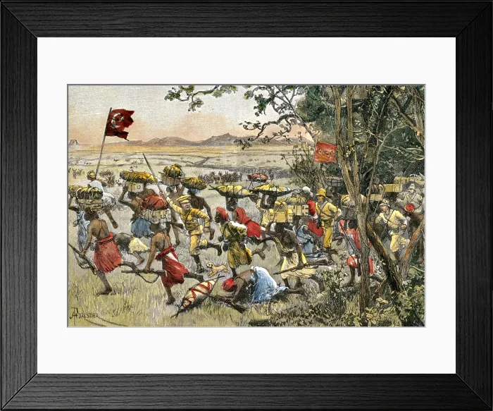 Framed Print : Henry Stanley Leads Attack on Hostile Tribe, 1888