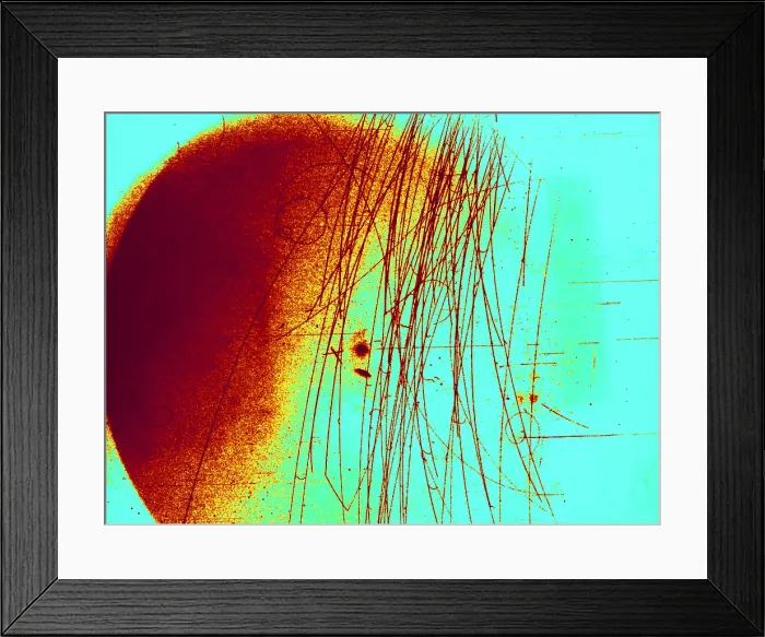 Framed Print : Meson Decay in Bubble Chamber Framed Print : Meson Decay in Bubble Chamber