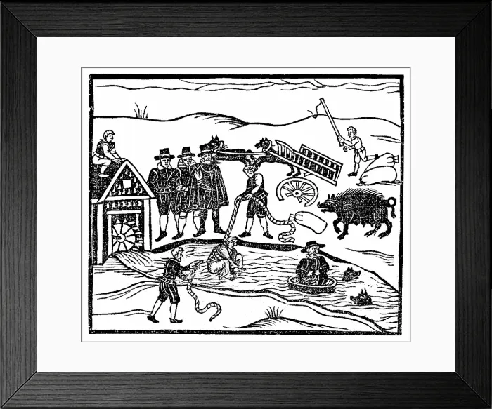 Framed Print : Witch Test, Ordeal by Water, 16th Century Framed Print : Witch Test, Ordeal by Water, 16th Century