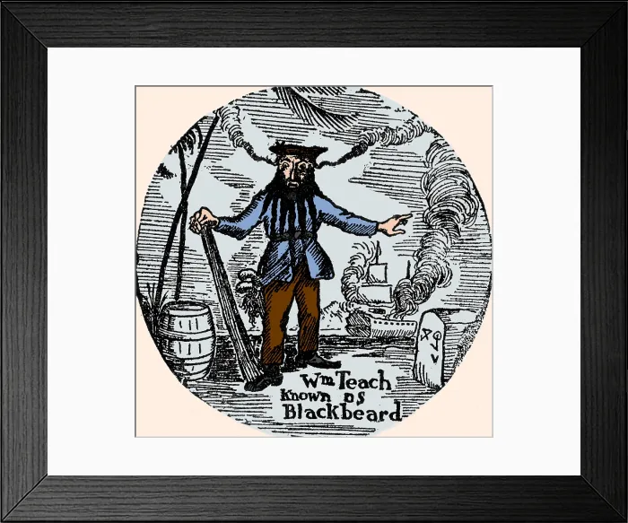 Framed Print : Edward Teach AKA Blackbeard, English Pirate Framed Print : Edward Teach AKA Blackbeard, English Pirate