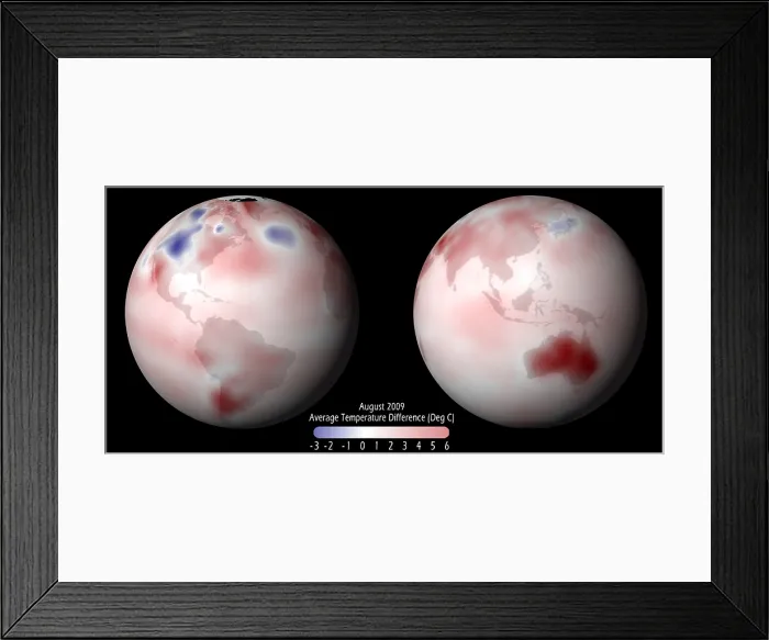 Framed Print : Global Temperature Anomaly, 2009 Framed Print : Global Temperature Anomaly, 2009