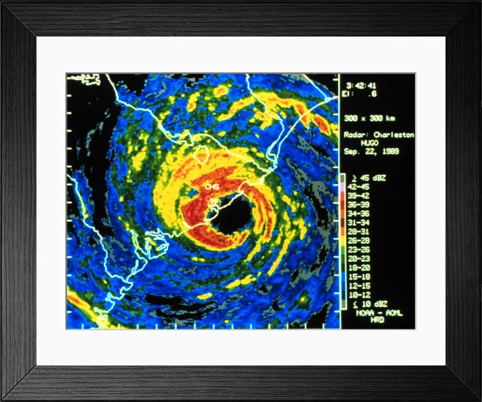 Framed Print : Hurricane Hugo, Digitized Radar Image, 1989 Framed Print : Hurricane Hugo, Digitized Radar Image, 1989