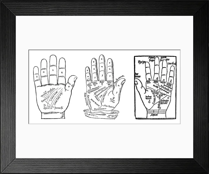 Framed Print : Palmistry, Palm Lines, 16th Century