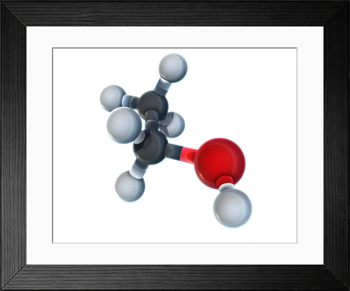 Framed Print : Ethanol Molecular Model Framed Print : Ethanol Molecular Model
