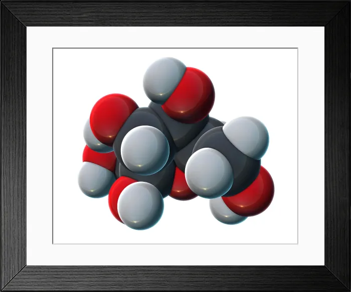 Framed Print : Fructose, Molecular Model Framed Print : Fructose, Molecular Model