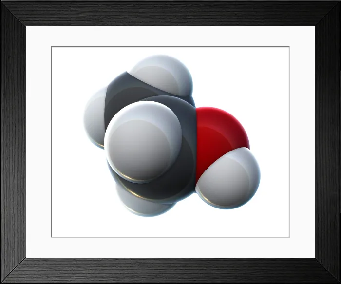 Framed Print : Ethanol Molecular Model Framed Print : Ethanol Molecular Model