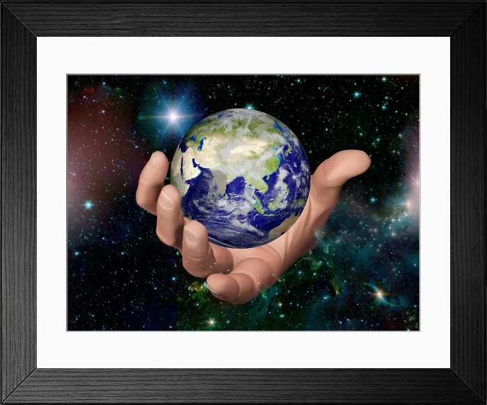 Framed Print : Hand Holding the Earth Framed Print : Hand Holding the Earth