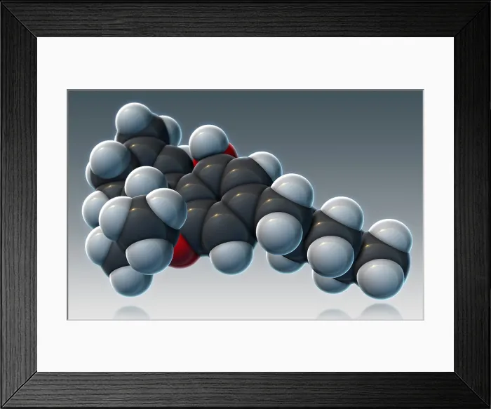 Framed Print : THC Molecular Model