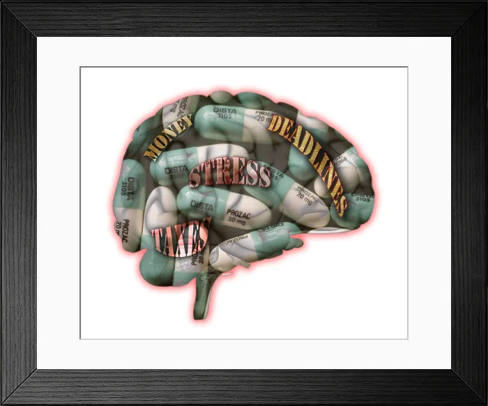Framed Print : Stress. Illustration of the human brain, and the concept of stress and anxiety Framed Print : Stress. Illustration of the human brain, and the concept of stress and anxiety