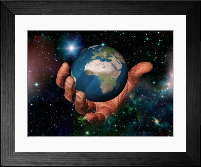 Framed Print : Hand Holding the Earth Framed Print : Hand Holding the Earth