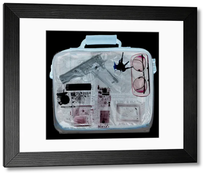 Framed Print : X-ray of a briefcase with a gun Framed Print : X-ray of a briefcase with a gun