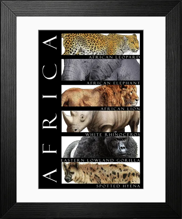 Framed Print : African Animals, Poster Framed Print : African Animals, Poster