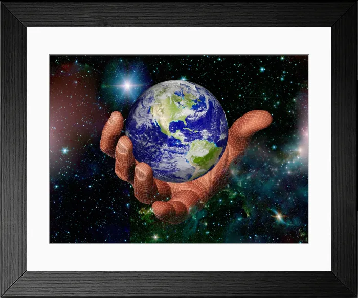 Framed Print : Hand Holding the Earth