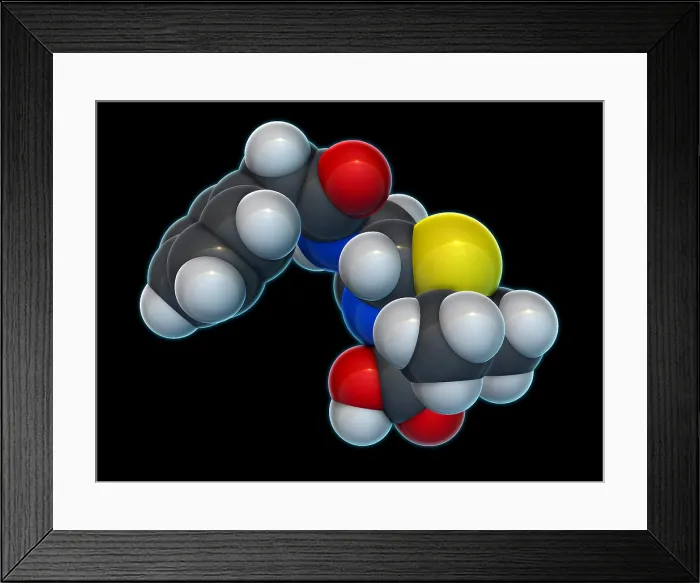 Framed Print : Penicillin G Molecular Model