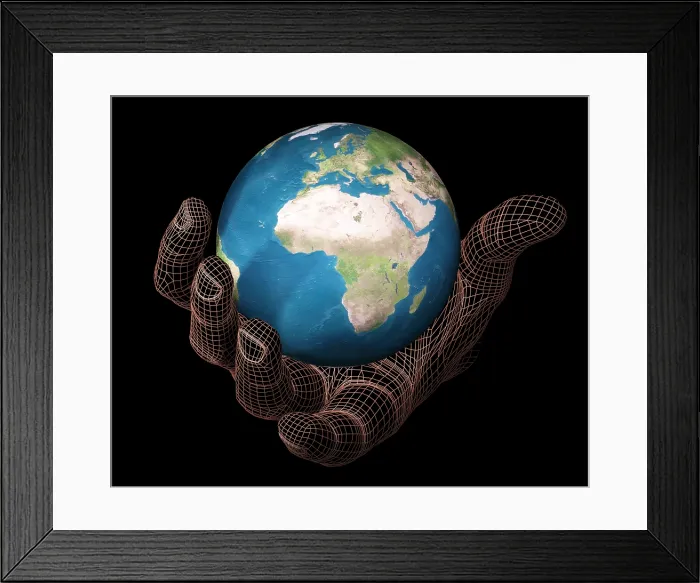 Framed Print : Hand Holding the Earth Framed Print : Hand Holding the Earth