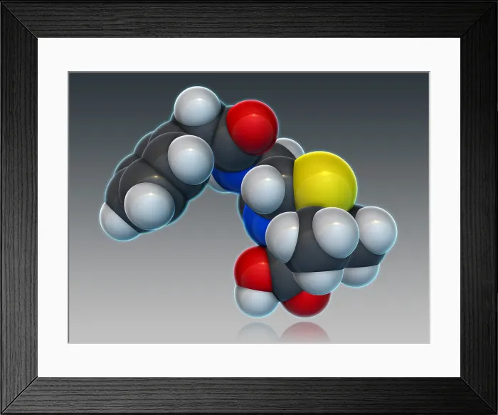Framed Print : Penicillin G Molecular Model