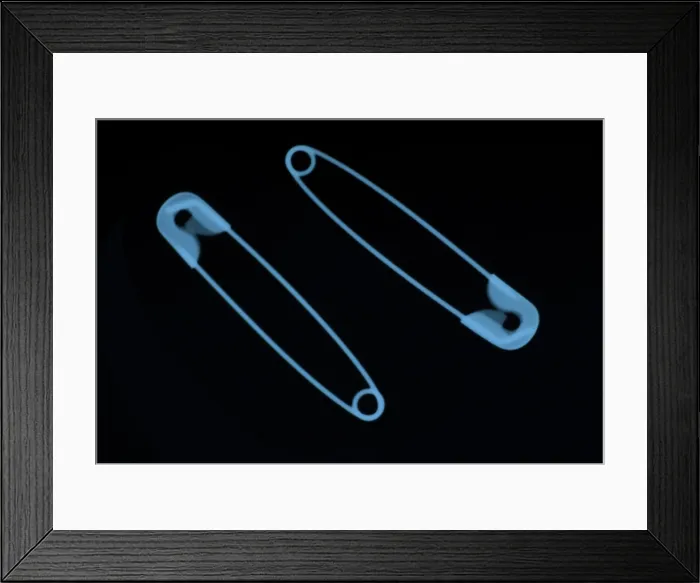 Framed Print : Safety Pins, X-ray