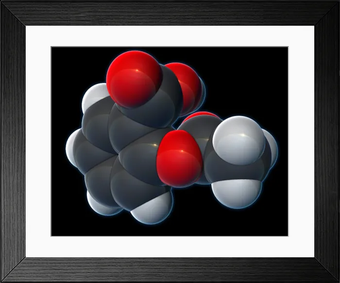 Framed Print : Aspirin, Molecular Model Framed Print : Aspirin, Molecular Model