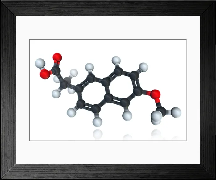 Framed Print : Naproxen, Molecular Model