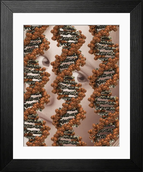 Framed Print : DNA With Child's Face Framed Print : DNA With Child's Face