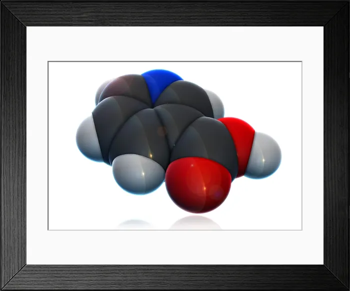 Framed Print : Vitamin B3, Molecular Model